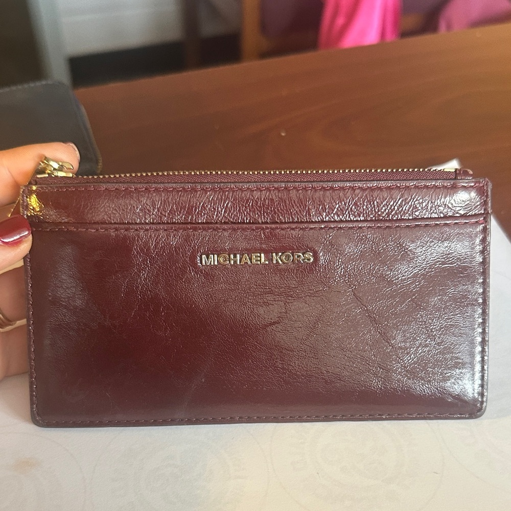 Michael Kors Wine Leather Card Holder